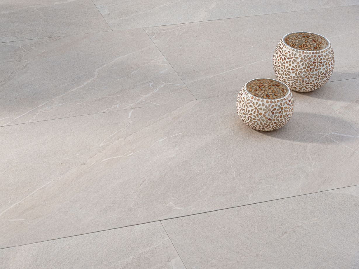 L'apparence de l'ardoise dans des tons beiges. Avec Canyon Beige, vous êtes prêts pour une agréable soirée entre amis sur votre terrasse !