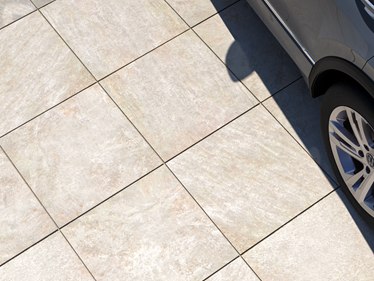 Dallage imitation pierre Classic Beige 3 cm et voiture vus de dessus