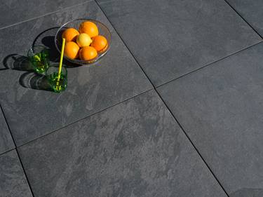 Dalles Alpine Black Gres Cerame Effet Ardoise Stonenaturelle