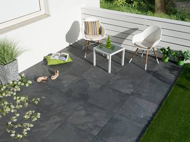 Dalles Alpine Black Gres Cerame Effet Ardoise Stonenaturelle